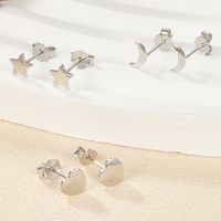 1 Pair Cute Commute Star Moon Heart Shape Plating Sterling Silver 18k Gold Plated White Gold Plated Ear Studs main image 1