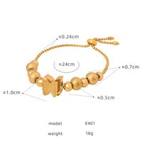 Elegant Luxurious Shiny Butterfly Titanium Steel Plating Inlay Zircon 18k Gold Plated Bracelets sku image 4