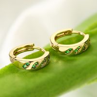 1 Pair Vintage Style Round Plating Inlay Copper Zircon 18k Gold Plated Hoop Earrings main image 3