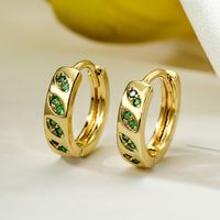 1 Pair Vintage Style Round Plating Inlay Copper Zircon 18k Gold Plated Hoop Earrings main image 2