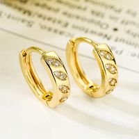 1 Pair Vintage Style Round Plating Inlay Copper Zircon 18k Gold Plated Hoop Earrings main image 4