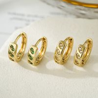 1 Pair Vintage Style Round Plating Inlay Copper Zircon 18k Gold Plated Hoop Earrings main image 5