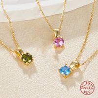 Elegant Luxurious Lady Geometric Sterling Silver Plating Inlay Zircon 18k Gold Plated Pendant Necklace main image 1