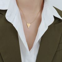 Korean Heart-shape Zircon Titanium Steel Necklace Wholesale sku image 5