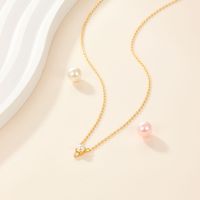 Elegant Glam Round Sterling Silver Plating Inlay Artificial Pearls Zircon 18k Gold Plated Necklace main image 4