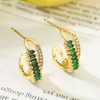 1 Pair Modern Style C Shape Plating Inlay Copper Zircon 18k Gold Plated Ear Studs main image 4
