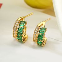 1 Pair Modern Style C Shape Plating Inlay Copper Zircon 18k Gold Plated Ear Studs main image 3