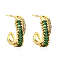 1 Pair Modern Style C Shape Plating Inlay Copper Zircon 18k Gold Plated Ear Studs sku image 1