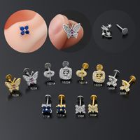 Casual Simple Style Streetwear Flower Butterfly Brass Plating Inlay Zircon 18k Gold Plated Lip Stud main image 1