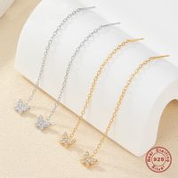 1 Pair Glam Luxurious Butterfly Plating Inlay Sterling Silver Zircon 18k Gold Plated White Gold Plated Drop Earrings main image 4