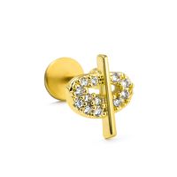 Casual Simple Style Streetwear Flower Butterfly Brass Plating Inlay Zircon 18k Gold Plated Lip Stud main image 6