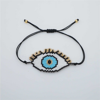 Bohemian Devil's Eye Glass Rope Knitting Unisex Bracelets sku image 8