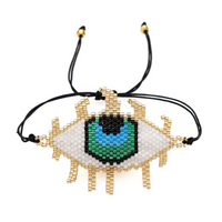 Bohemian Devil's Eye Glass Rope Knitting Unisex Bracelets sku image 7