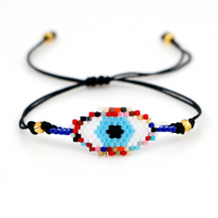 Bohemian Devil's Eye Glass Rope Knitting Unisex Bracelets sku image 3