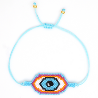 Bohemian Devil's Eye Glass Rope Knitting Unisex Bracelets sku image 6