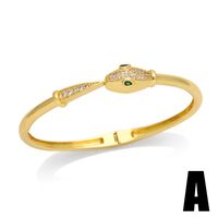 Hip-hop Cool Style Animal Heart Shape Snake Copper Plating Inlay Zircon 18k Gold Plated Bangle main image 2