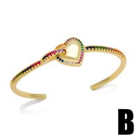 Hip-hop Cool Style Animal Heart Shape Snake Copper Plating Inlay Zircon 18k Gold Plated Bangle sku image 2