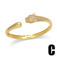 Hip-hop Cool Style Animal Heart Shape Snake Copper Plating Inlay Zircon 18k Gold Plated Bangle main image 3
