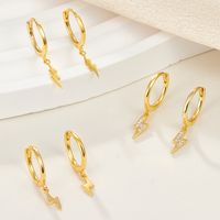 1 Pair Elegant Luxurious Lightning Plating Inlay Sterling Silver Zircon 18k Gold Plated White Gold Plated Drop Earrings main image 3