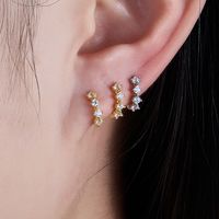 1 Piece Ig Style Round Plating Inlay Sterling Silver Zircon 18k Gold Plated White Gold Plated Hoop Earrings main image 2
