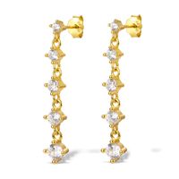1 Pair Elegant Luxurious Round Tassel Plating Inlay Sterling Silver Zircon White Gold Plated Gold Plated Drop Earrings sku image 1