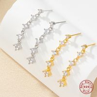 1 Pair Elegant Luxurious Round Tassel Plating Inlay Sterling Silver Zircon White Gold Plated Gold Plated Drop Earrings main image 4
