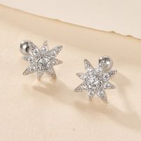 1 Pair Simple Style Star Plating Inlay Sterling Silver Zircon 18k Gold Plated White Gold Plated Ear Studs main image 5