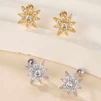 1 Pair Simple Style Star Plating Inlay Sterling Silver Zircon 18k Gold Plated White Gold Plated Ear Studs main image 3