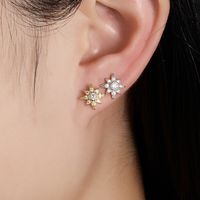 1 Pair Simple Style Star Plating Inlay Sterling Silver Zircon 18k Gold Plated White Gold Plated Ear Studs main image 1