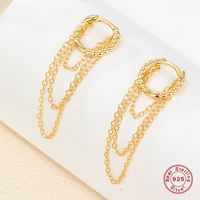1 Pair Elegant Luxurious Lady Chain Plating Sterling Silver 18k Gold Plated White Gold Plated Drop Earrings main image 5