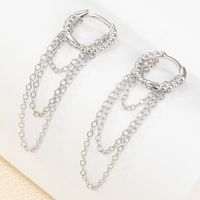 1 Paar Elegant Luxuriös Dame Die Kette Überzug Sterling Silber 18 Karat Vergoldet Weißgold Plattiert Tropfenohrringe main image 4