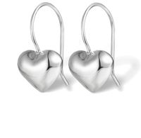 1 Paar Lässig Einfacher Stil Herzform Überzug Sterling Silber Weißgold Plattiert Tropfenohrringe sku image 1