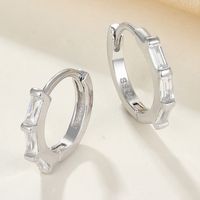 1 Pair Simple Style Commute Round Plating Inlay Sterling Silver Zircon 18k Gold Plated White Gold Plated Earrings main image 2