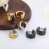 1 Pair Simple Style Shiny Round Solid Color Plating Inlay Stainless Steel Glass 18K Gold Plated Earrings main image 5