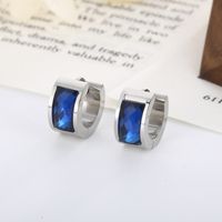 1 Pair Simple Style Shiny Round Solid Color Plating Inlay Stainless Steel Glass 18K Gold Plated Earrings main image 4