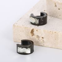 1 Pair Simple Style Shiny Round Solid Color Plating Inlay Stainless Steel Glass 18K Gold Plated Earrings main image 3