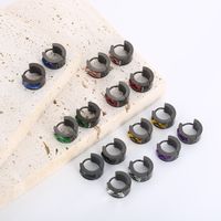 1 Pair Simple Style Shiny Round Solid Color Plating Inlay Stainless Steel Glass 18K Gold Plated Earrings main image 9