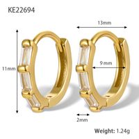 1 Pair Simple Style Commute Round Plating Inlay Sterling Silver Zircon 18k Gold Plated White Gold Plated Earrings sku image 1