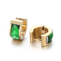 1 Pair Simple Style Shiny Round Solid Color Plating Inlay Stainless Steel Glass 18K Gold Plated Earrings sku image 18