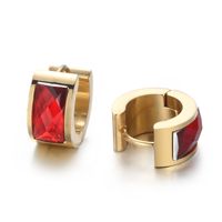 1 Pair Simple Style Shiny Round Solid Color Plating Inlay Stainless Steel Glass 18K Gold Plated Earrings sku image 23