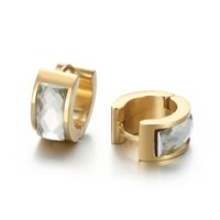 1 Pair Simple Style Shiny Round Solid Color Plating Inlay Stainless Steel Glass 18K Gold Plated Earrings sku image 19