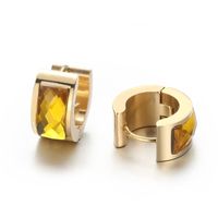 1 Pair Simple Style Shiny Round Solid Color Plating Inlay Stainless Steel Glass 18K Gold Plated Earrings sku image 20