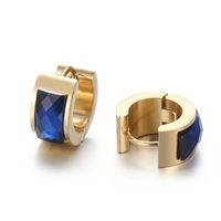 1 Pair Simple Style Shiny Round Solid Color Plating Inlay Stainless Steel Glass 18K Gold Plated Earrings sku image 21