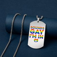 Classic Style Letter Rainbow Stainless Steel Pendant Necklace main image 6