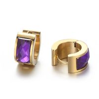 1 Pair Simple Style Shiny Round Solid Color Plating Inlay Stainless Steel Glass 18K Gold Plated Earrings sku image 22