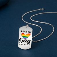 Classic Style Letter Rainbow Stainless Steel Pendant Necklace main image 4