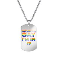 Classic Style Letter Rainbow Stainless Steel Pendant Necklace sku image 2