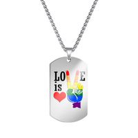 Classic Style Letter Rainbow Stainless Steel Pendant Necklace sku image 7