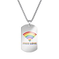 Classic Style Letter Rainbow Stainless Steel Pendant Necklace sku image 8