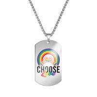 Classic Style Letter Rainbow Stainless Steel Pendant Necklace sku image 9